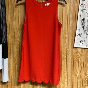 Red scallop bottom dress